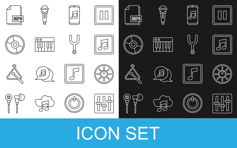 Set line sound mixer controller dial knob level vector image