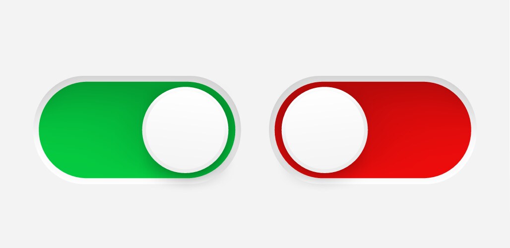 Interface toggle buttons set on off switch 3d vector image