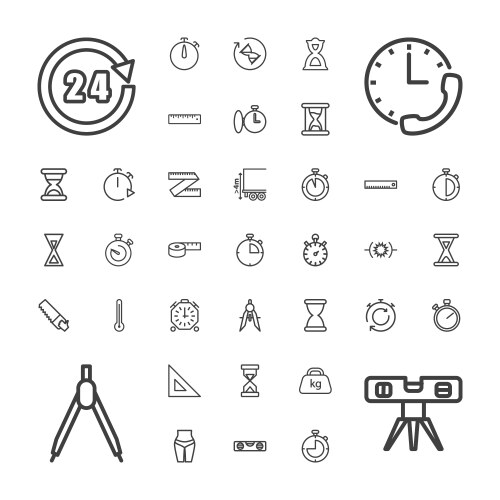 25 measure icons Royalty Free Vector Image - VectorStock