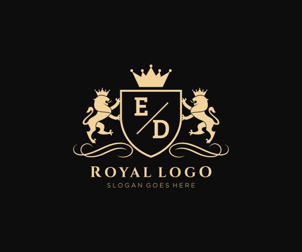 Royal Lion Heraldic Crest Logo Vector Image