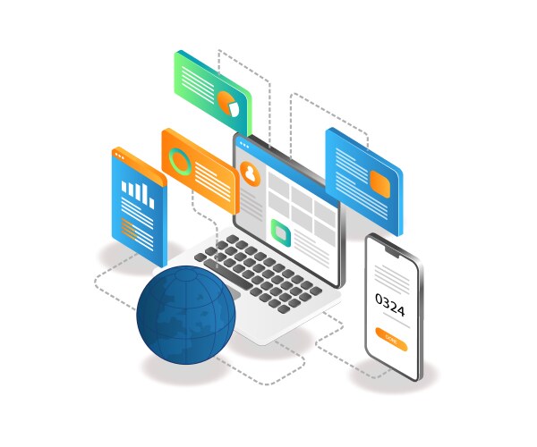 Computer web application network vector image
