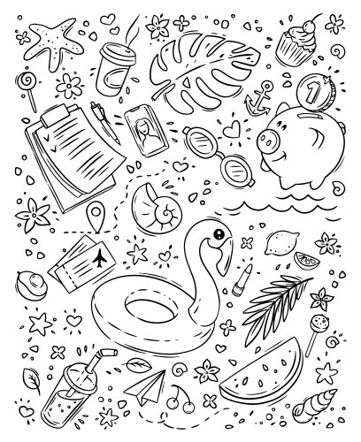 doodle summer collection vector image