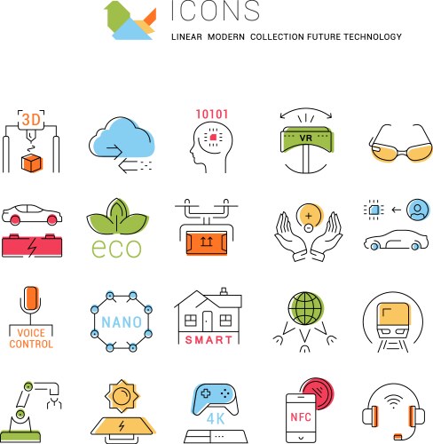 Set flat line icons smart city Royalty Free Vector Image