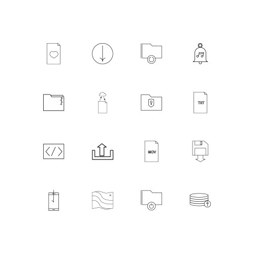Files and folders sign simple linear icons set vector image