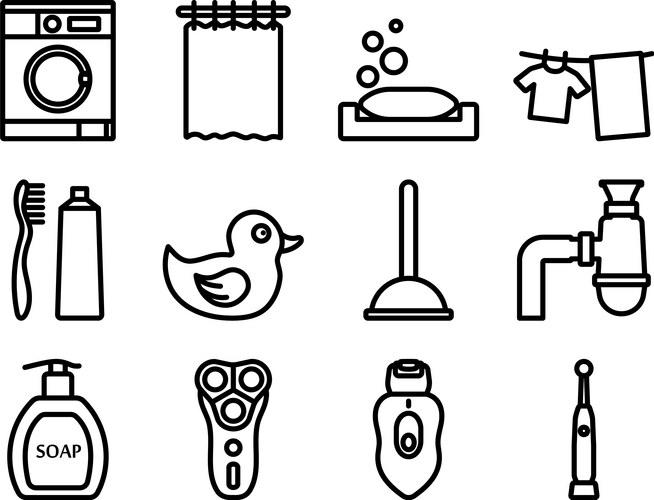 Bathroom icon set Royalty Free Vector Image - VectorStock