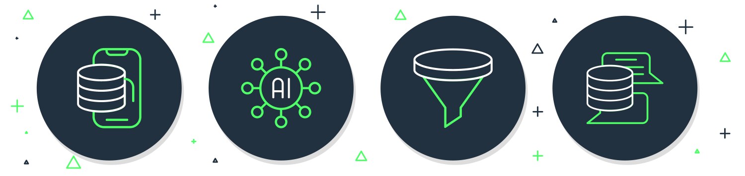 Set line neural network funnel filter cloud vector image