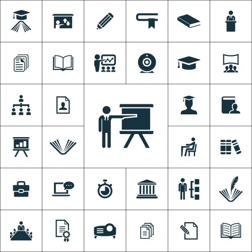 Training icons universal set for web and ui vector image