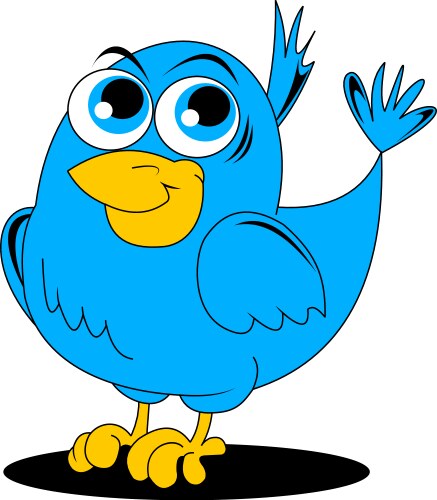 Cute blue bird cartoon Royalty Free Vector Image