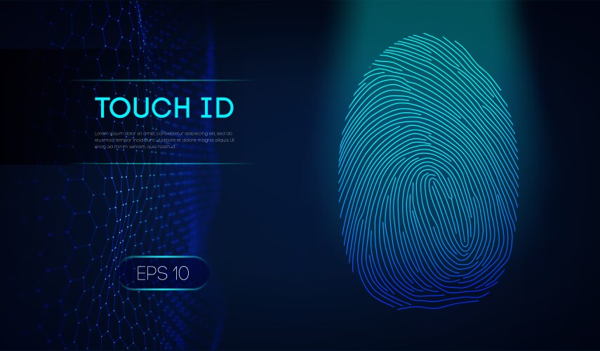 touch id on dark blue background biometric vector image