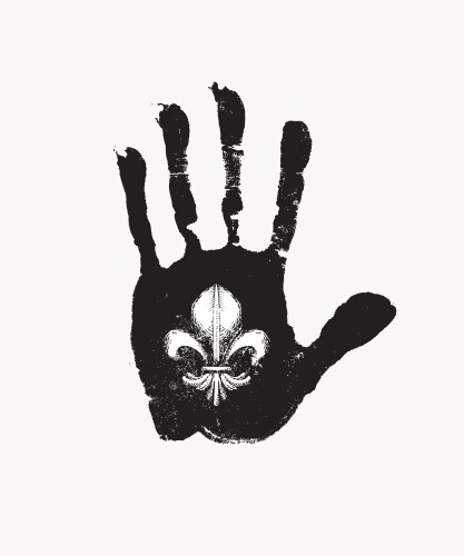 Banner with handprint fleur de lis Vector Image