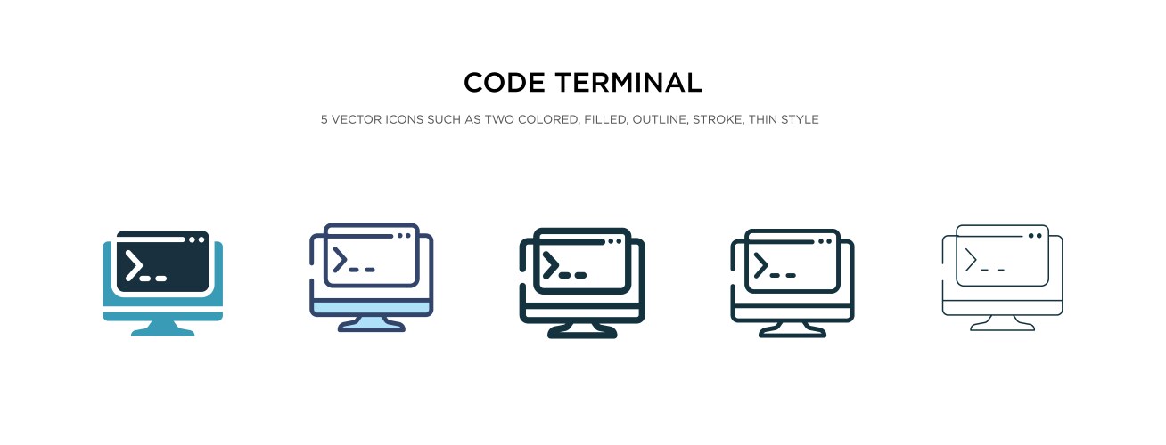 Code terminal icon in different style two vector image