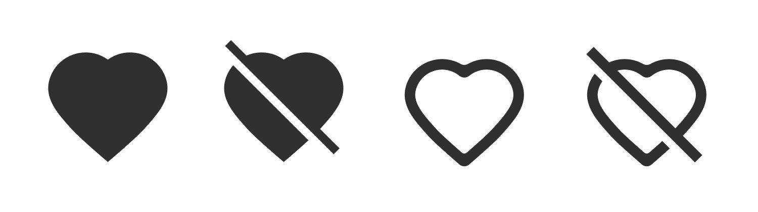 Heart like dislike icon ui ux interface element vector image