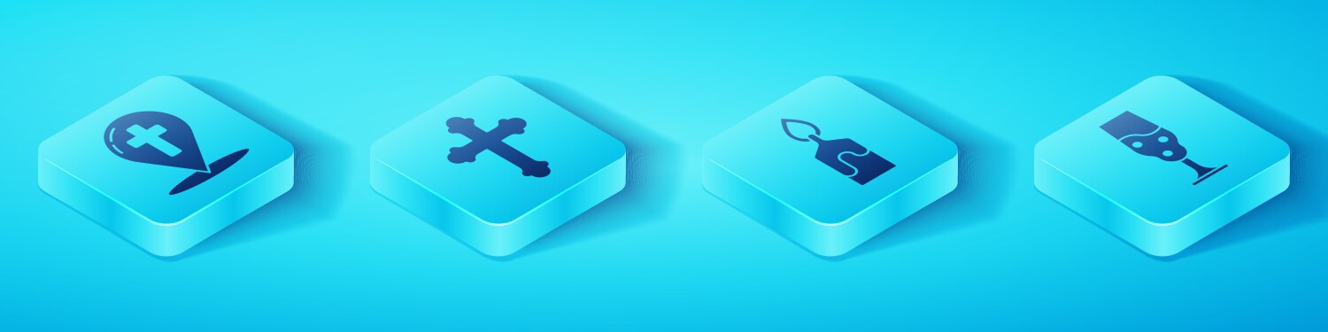 Set isometric map pointer with christian cross vector image