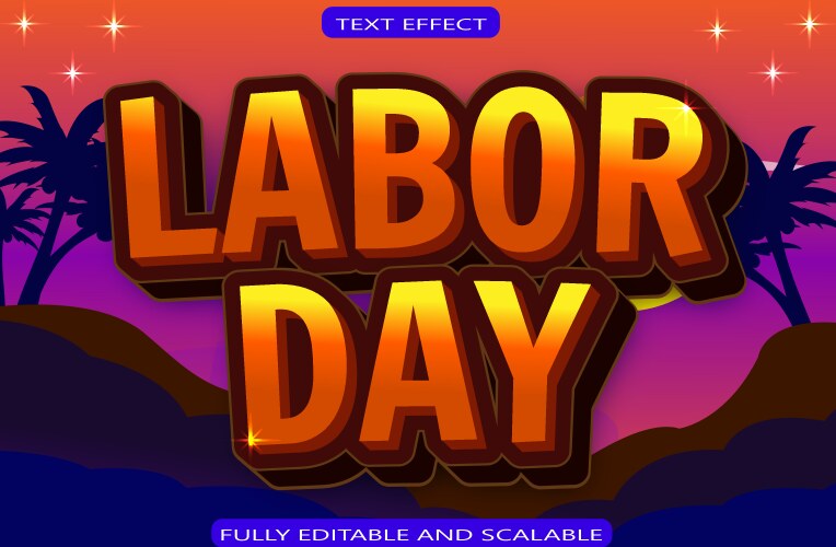 Labor day editable text effect 3 dimension emboss vector image