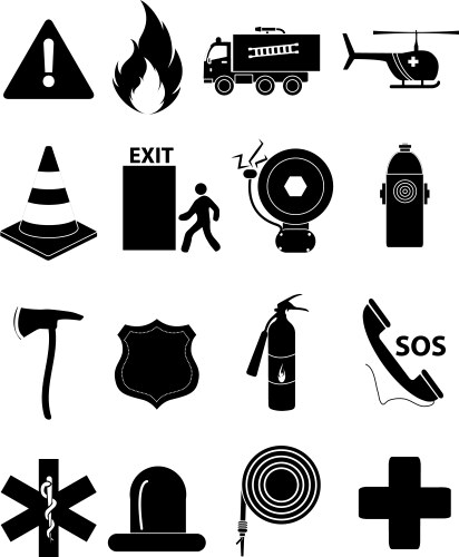 Monochrome firefighting labels set Royalty Free Vector Image