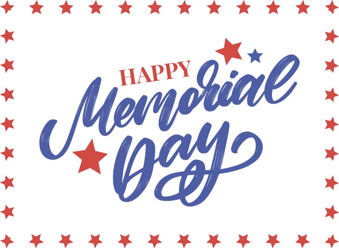 happy memorial day - stars and stripes letter vector image