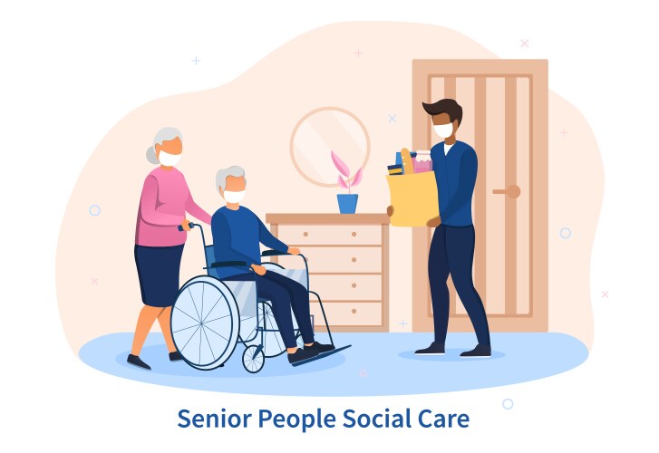 Senior people social care concept vector image
