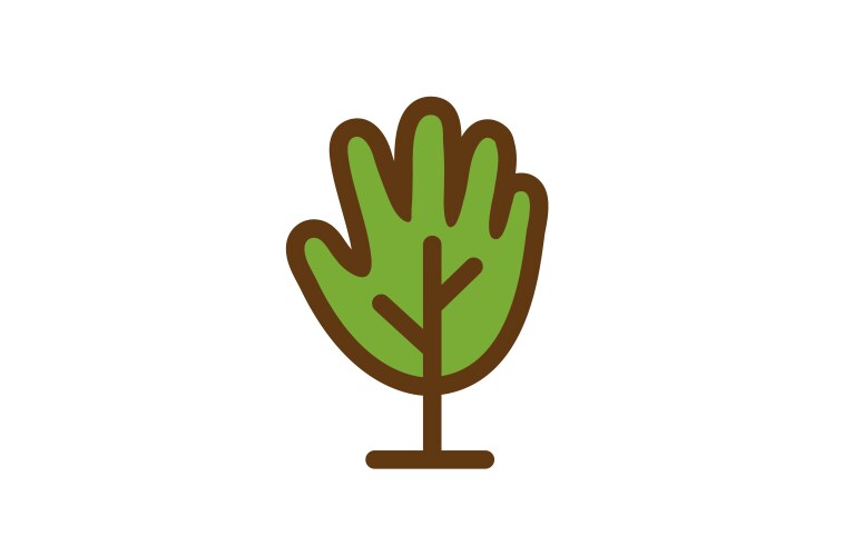 Creative green hand tree logo Royalty Free Vector Image