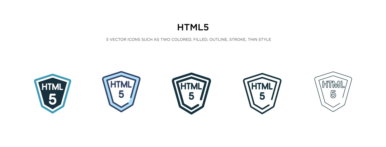 Html5 icon in different style two colored vector image
