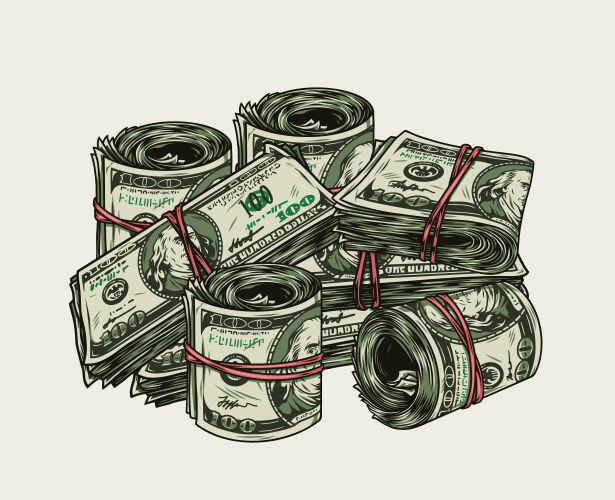 Colorful Money Stack Illustration Vector Image