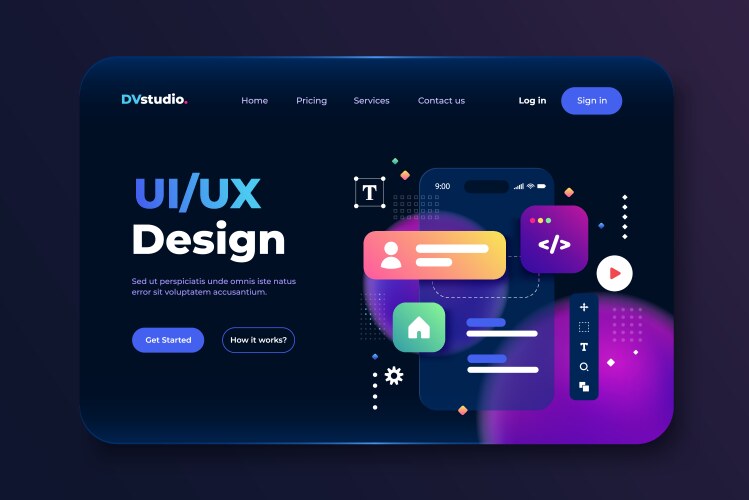 modern 3d of landing page ui design vector image