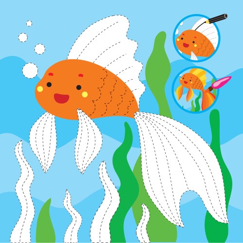 A lot of cat paws catch fishing gold fish under Vector Image