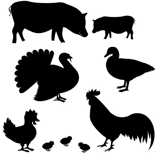 Farm Animal Silhouettes Vector Image