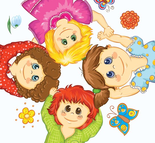 Kids holding hands Royalty Free Vector Image - VectorStock