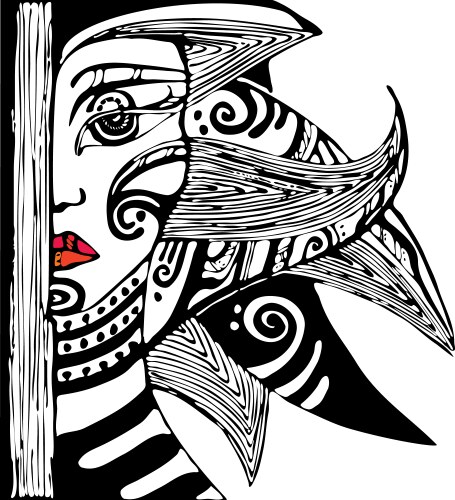 Stylized Girl Face Portrait Vector Image