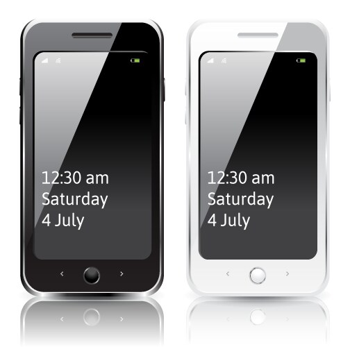 black and white smartphones vector