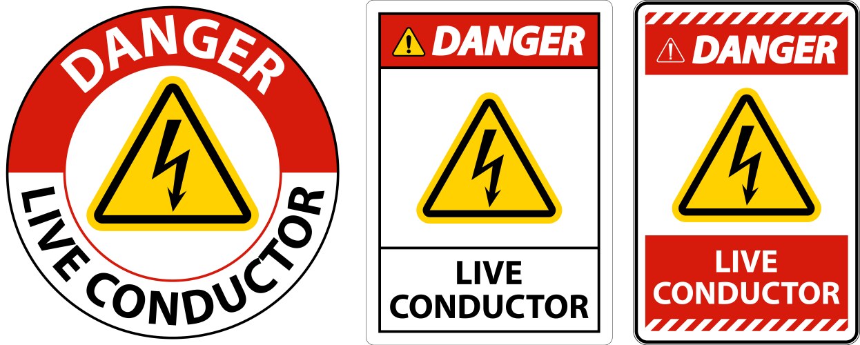Danger live conductor sign on white background Vector Image