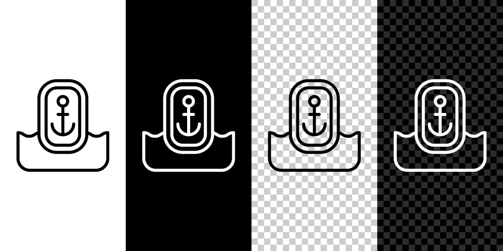 Set line map pointer with anchor icon isolated vector image