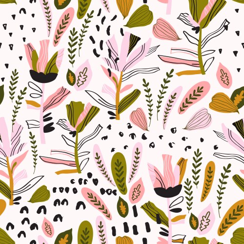 Abstract decorative flowers and leaves background Vector Image