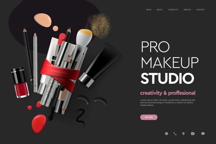 Web page design template for makeup studio course vector image