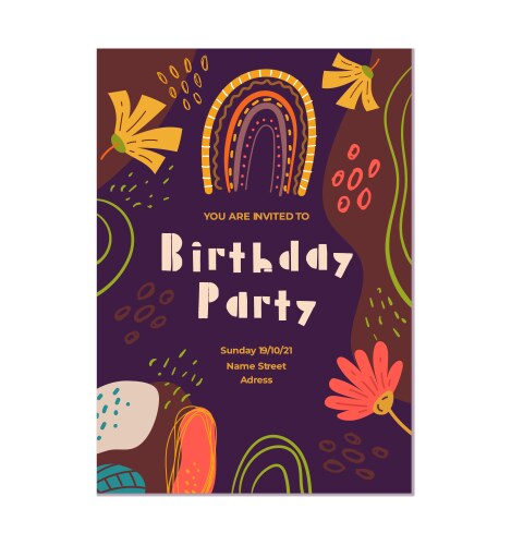 Boho style birthday invitation template graphic vector image