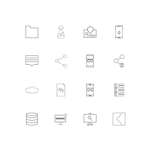Network and database linear thin icons set vector image