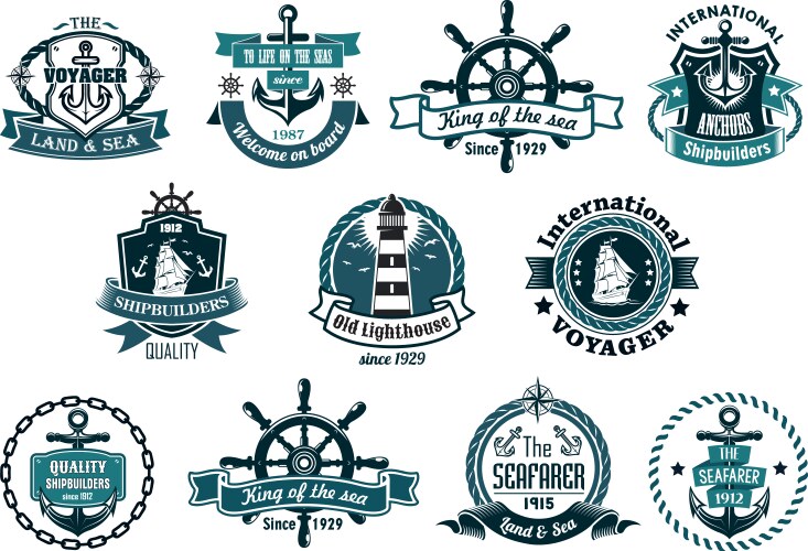 Nautical set Royalty Free Vector Image - VectorStock