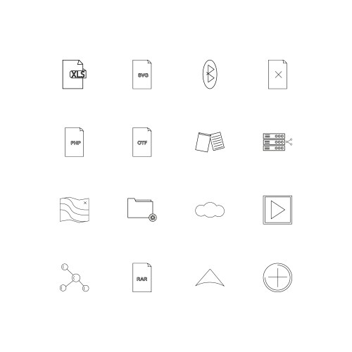 Files and folders sign linear thin icons set vector image