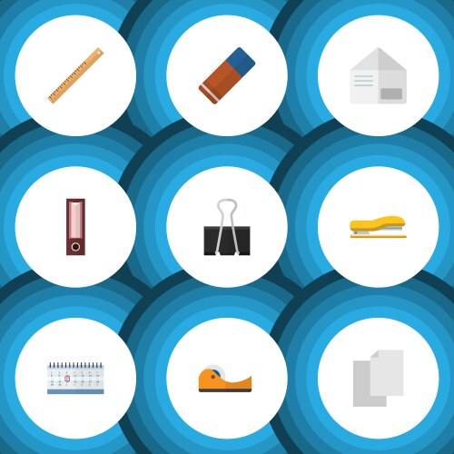 Flat icon tool set of duct date block dossier vector image