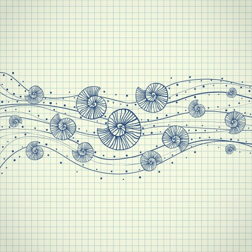 Ocean Waves with Seashells Vector Image