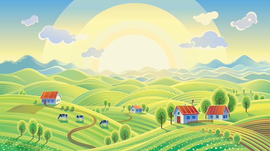 Farming landscape Royalty Free Vector Image - VectorStock