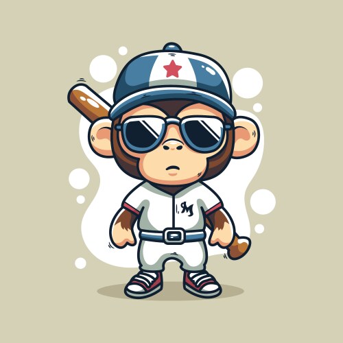 Cute monkey baseball mascot character design Vector Image