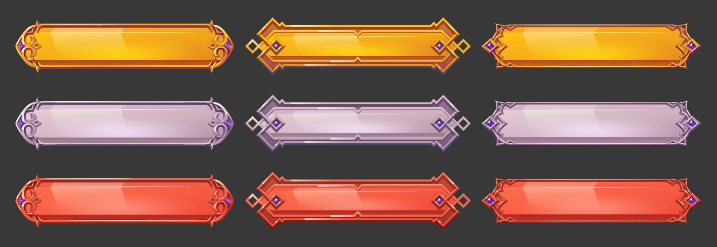 Medieval game menu frames ui elements buttons vector image