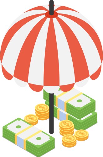 Money protection umbrella composition vector image