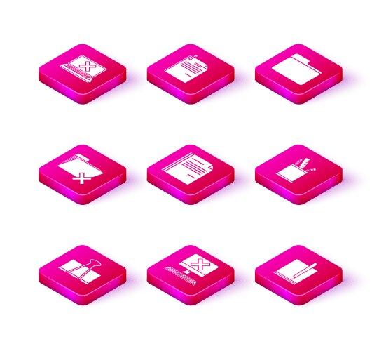 Set binder clip computer with keyboard and x mark vector image