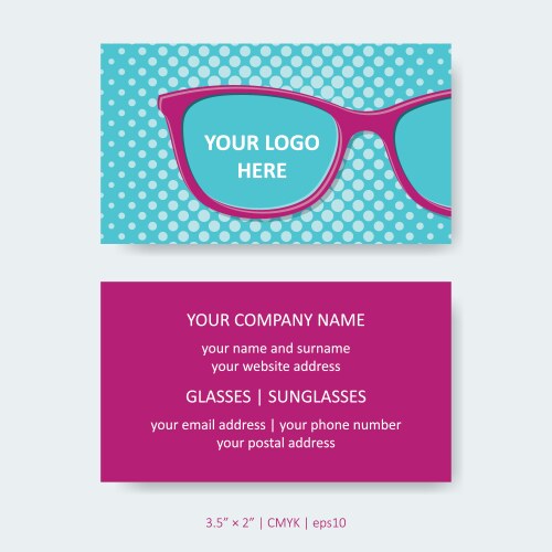 business card template with eye glasses vector image