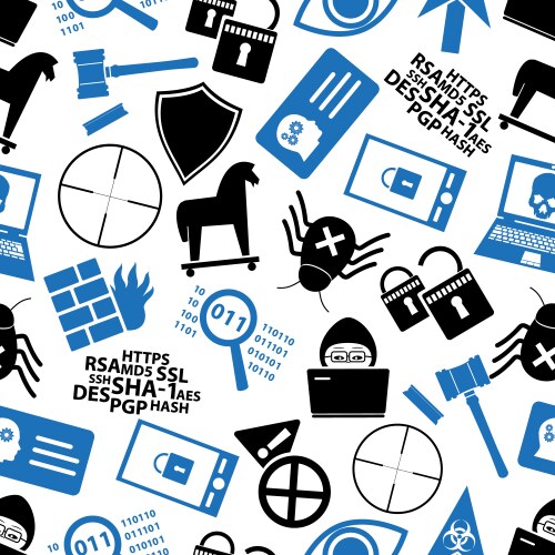 Hacker and computer security theme icons seamless vector image
