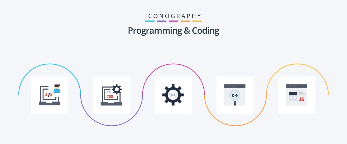 Programming and coding flat 5 icon pack including vektorbild