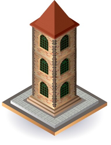 Retro Building Vector Asset Retro pc isometric composition Royalty Free Vector Image