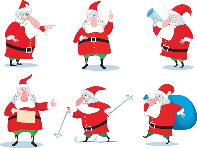 Cute little santa claus christmas set 3 Royalty Free Vector